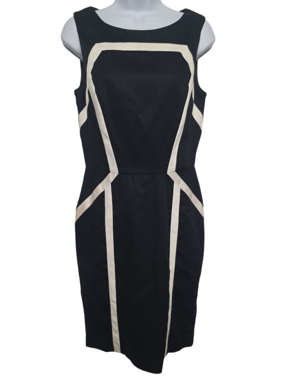White House Black Market Black Striped Fitted Dress 4